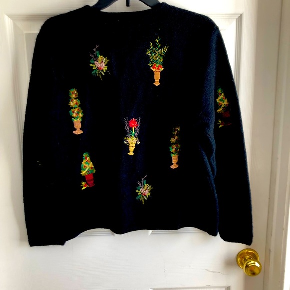 Susan Bristol black Christmas full zip cardigan large - Picture 5 of 6